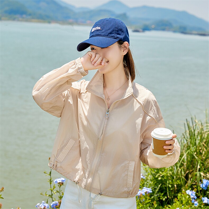 立领防晒衣女短款2025夏季新款百搭透气轻薄长袖小个子防晒服外套，女装防晒衣，可可小西