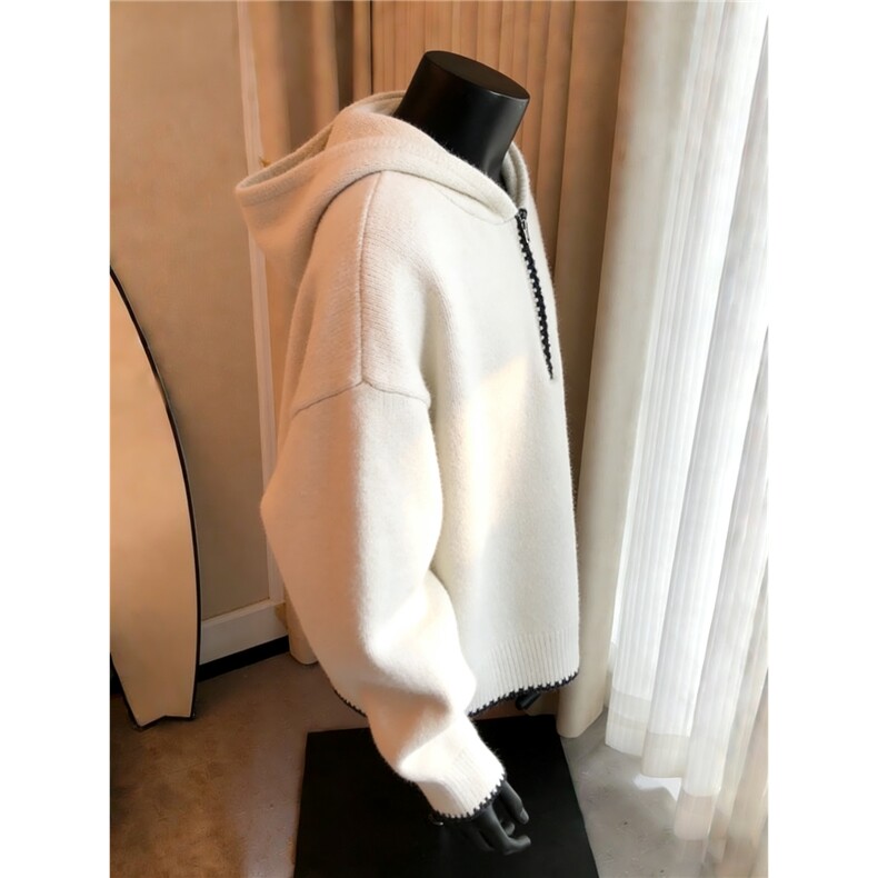 半拉链连帽套头针织衫男女同款秋冬外穿宽松帽衫毛衣潮MY9588P77,男装针织衫/毛衣,星座1013-5