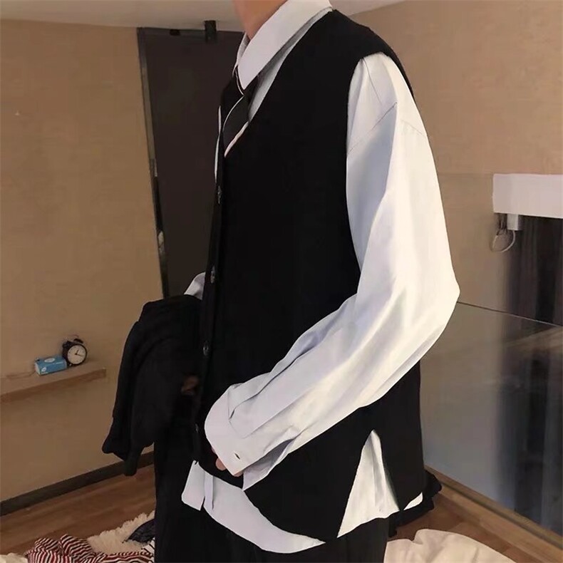 0121-P45条纹V领针织马甲男春秋季坎肩背心韩版潮流港风,男装背心/马甲,电商B323A