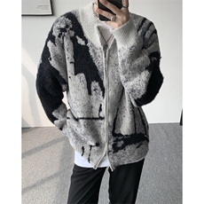 扎染提花针织开衫男拼接撞色渐变毛衣外套男拉链上衣MY1257-P78，男装针织衫/毛衣，电商D206-1