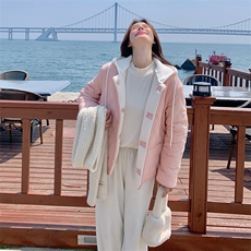 冬季新款两面穿羊羔毛加厚菱格连帽棉服203-8806-P195-K278，女装羊羔毛/颗粒绒，浪娴服饰