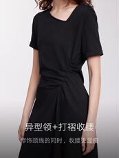 复古高级感收腰显瘦开叉连衣裙女2025夏季新款小众赫本风黑裙，女装连衣裙，泰合衣坊