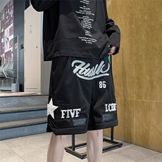 美式高街短裤男士夏季新款潮牌ins百搭宽松休闲五分中裤DK066-p33，男装牛仔裤，星座1008