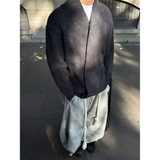现货新款秋季新款设计款小众斜门襟针织开衫外套宽松痞帅休闲毛衣，男装针织衫/毛衣，星座302B