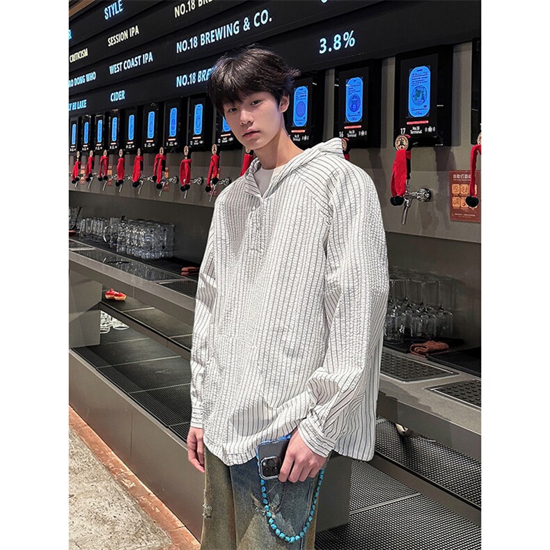 26春款春秋款潮搭时尚上衣城市风休闲时尚套头衬衣HY718TP48控88,男装衬衫,电商A102B