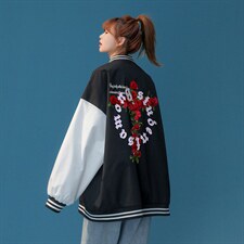 ！秋季新品玫瑰十字架ins潮牌印花棒球服夹克G73-P65控98--，男装夹克，A247A