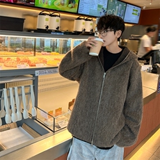 新款美式毛绒开衫夹克宽松休闲连帽针织衫外套，男装针织衫/毛衣，星座410-6（原星座1304-1）