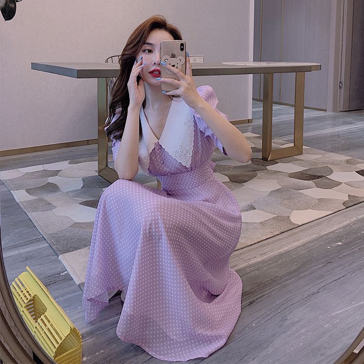 余潇潇2021年春夏季娃娃领小雏菊碎花连衣裙女收腰显瘦气质初恋裙,女装连衣裙,潮品会