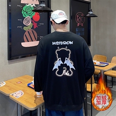 加绒保暖反光小熊卫衣厚款圆领上衣韩版情侣装T恤衫外套W8254，男装卫衣，电商B245A