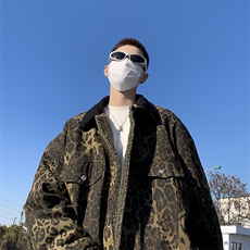 冬季潮牌复古做旧豹纹颗粒绒拼接两面穿棉衣厚外套男M0902-P95，男装棉衣，星座308B-2