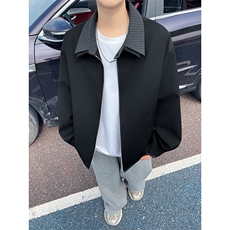 春秋韩版小众复古时髦翻领短款垫肩夹克男士宽松黑色外套潮，男装夹克，星座410-6（原星座1304-1）