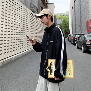 WY2022秋装新款百搭男士开衫卫衣男宽松潮流大码外套图片