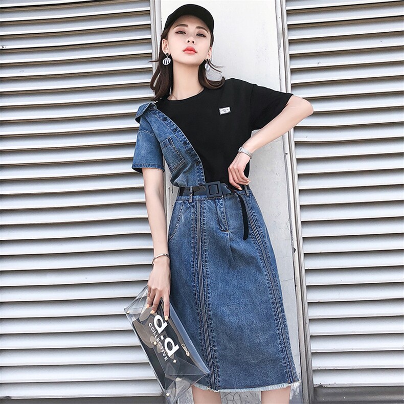 套装/套裙2021牛仔包臀裙韩版潮流短袖圆领甜美休闲显,女装套装/套裙,秋水欣儿