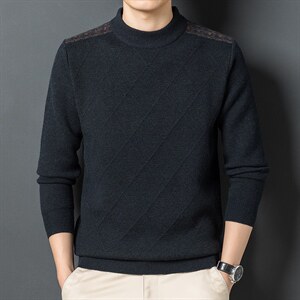 2023冬季新款一体绒针织衫中年男半高领纯色打底毛衣YYJ72-P115,男装针织衫/毛衣,电商B212（原钱塘6029）