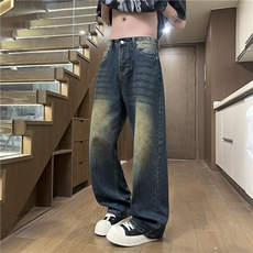 复古做旧直筒牛仔裤男2026年新款潮牌宽松百搭裤子25XK67027特p30，男装牛仔裤，电商A042