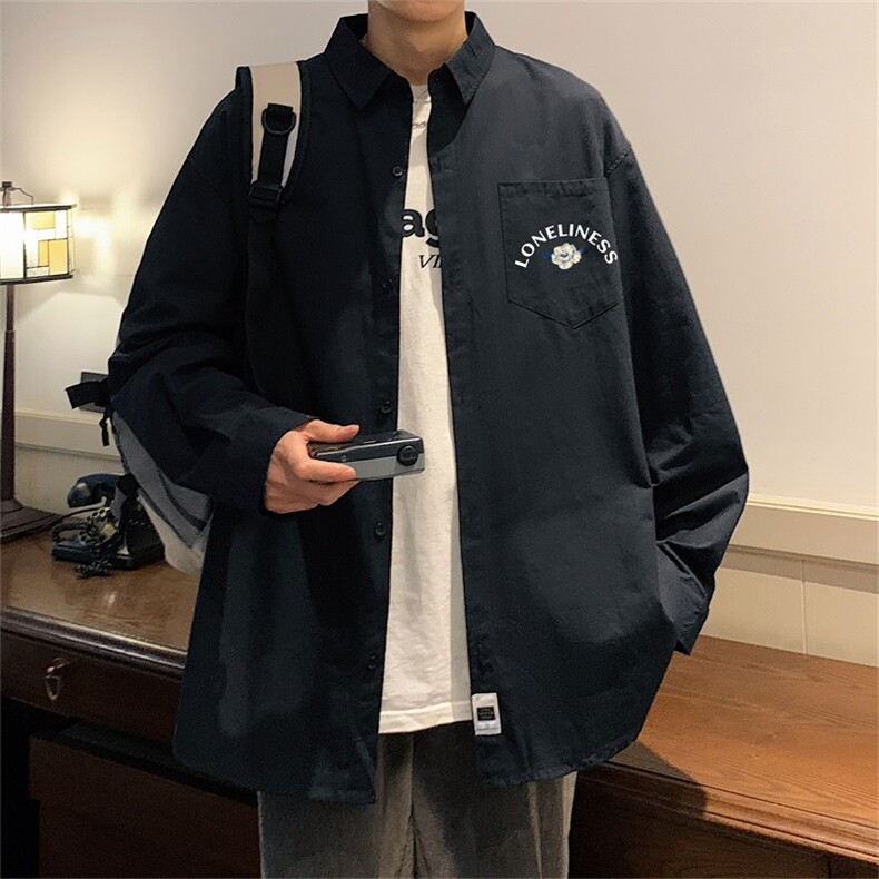 电商DSA028-CS21V543100聚酯P352022款印花休闲长袖衬衫控59.9,男装衬衫,电商A028