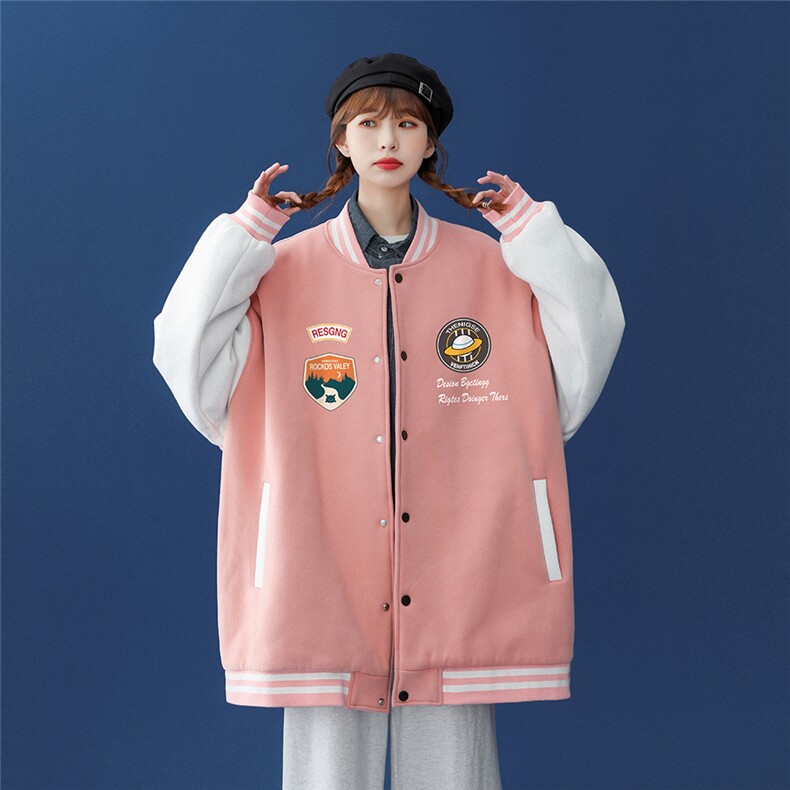 中性风2023秋季新品卡通印花百搭休闲夹克情侣棒球服G87P65控78,男装夹克,A247A