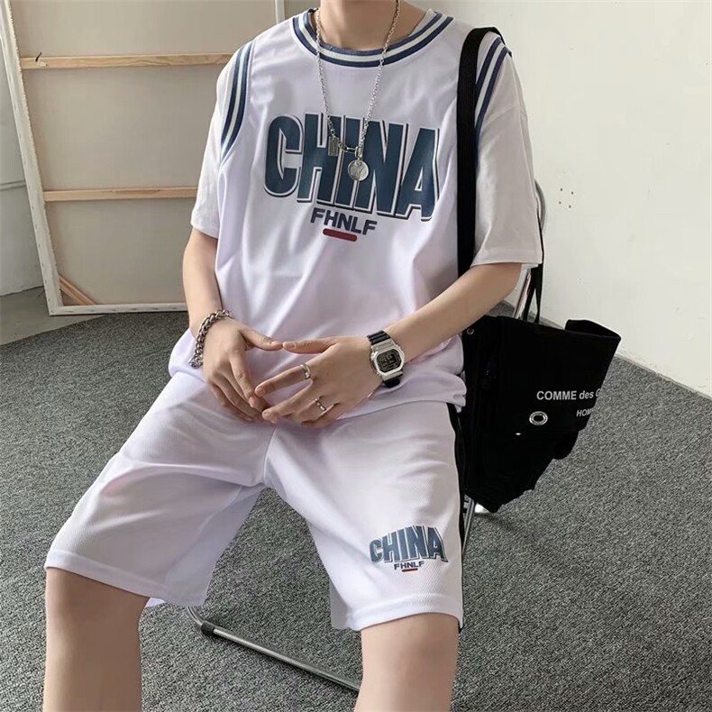 男运动套装韩版潮流夏季休闲上衣服两件套帅气短袖篮球服tz03-p36,男装T恤,星座1008-2