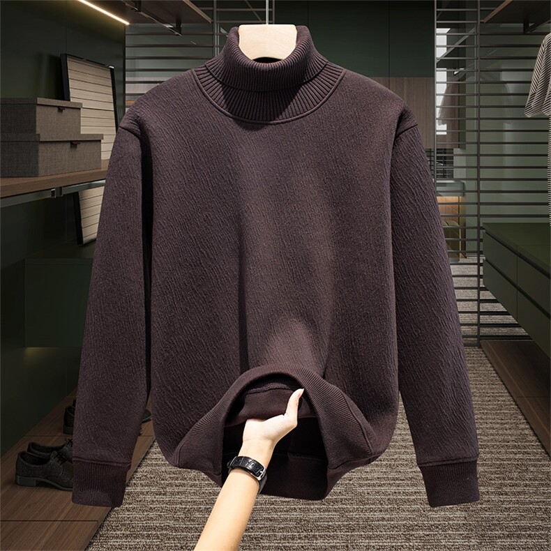 2025秋冬季新款高领套头毛衣男士加绒大码打底针织衫线衣服,男装T恤,星座914