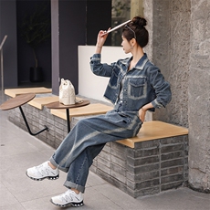时尚春季牛仔两件套女宽松显瘦外套+阔腿裤套装，女装套装/套裙，秋水欣儿