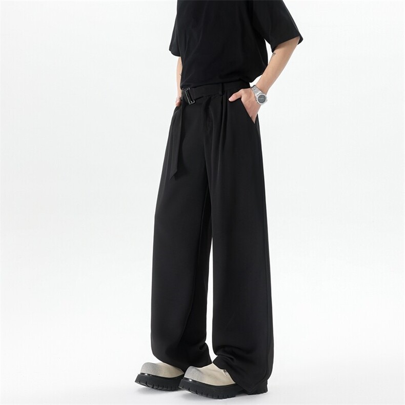 8XL-M垂坠感冰丝西裤大码凉感裤子腰带直筒长裤休闲裤KZ1958/P55,男装休闲裤,电商B238