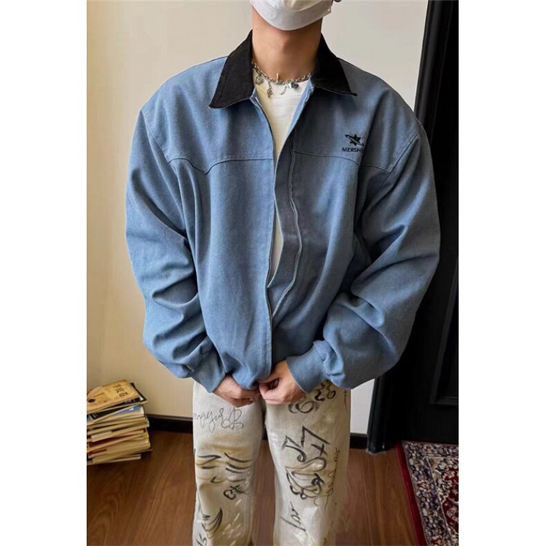 春秋新款慵懒帆布夹克外套男女潮流宽松复古潮牌工装上衣JW19,男装夹克,星座1116A（原606A-3）