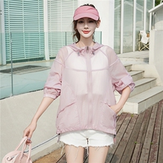 韩系时尚轻薄连帽防晒外套女2025夏季新款宽松休闲百搭上衣，女装短外套，安之芮娜