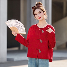 现货2026年春款短款外套欧货bao款新中式提花面料重工定珠葫芦，女装短外套，众宇琦