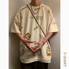 冰氧仿短袖港风暖光夏季休闲百搭趣味印花男上衣TC3156-P25控48，男装T恤，星座717