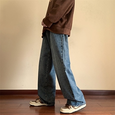 春季牛仔裤男宽松日系复古男裤子潮流男士哈伦裤N02211-P45，男装牛仔裤，星座308B-1