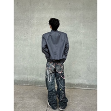 C316XZ8352P108秋装新款工装骑士短款外套夹克灰色立领单排扣，男装夹克，电商C316