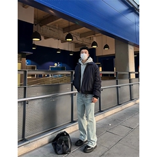 藏青色加厚外套男款秋冬美式ma1飞行员夹克棉服cleanfit保暖棉衣，男装夹克，电商B371