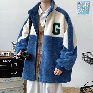 冬款青少年加绒加厚撞色棉衣羊羔绒立领外套男女 923-P110控价158图片