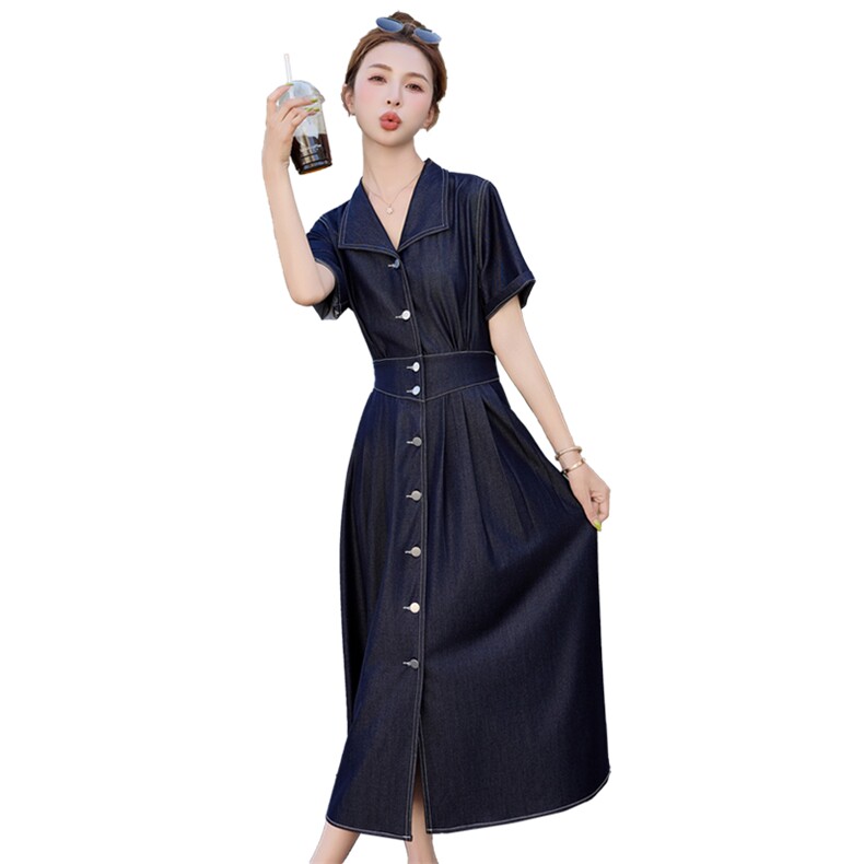 （新款现货）2026夏装时尚气质显瘦文艺蝴蝶结天丝牛仔连衣裙,女装连衣裙,印象茜