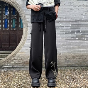 新中式刺绣休闲裤男士港风潮流夏季2024新款ins宽松长裤K5291-P38图片