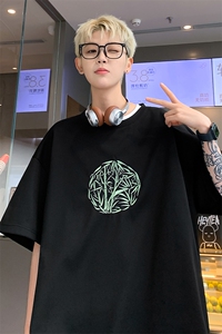 量大优 供视频 菠萝格套装刺绣短袖男大码M-5X TX27-特P23图片