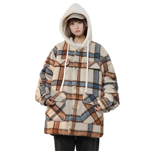 ZX225-2-20901-P135现货格子加厚棉服中性风长款连帽图片