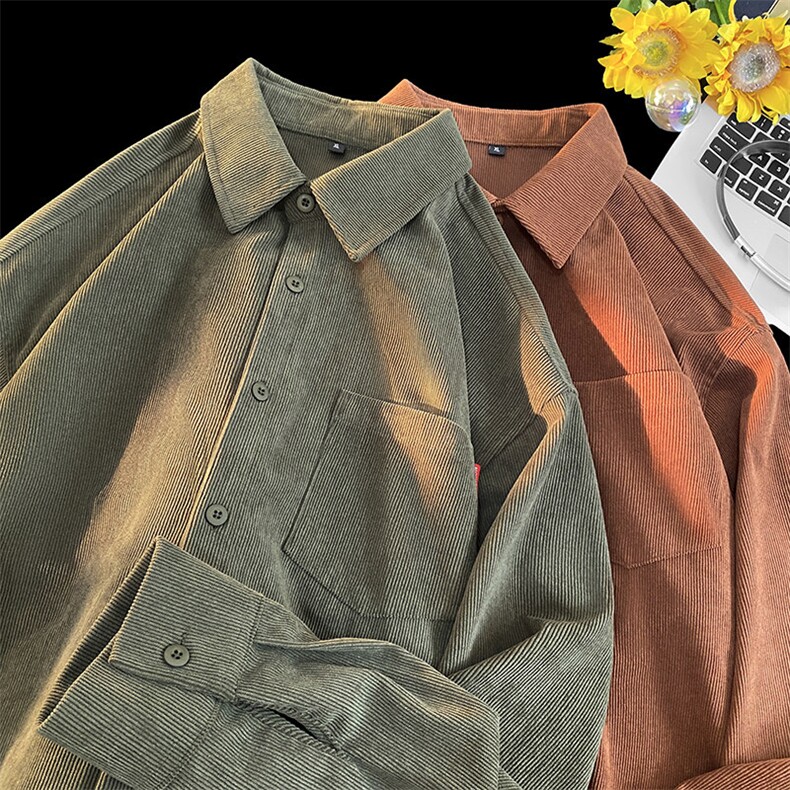 24年冬季加厚灯芯绒衬衫长袖抖音现货衬衫DS-C323-1-2388-P40，男装衬衫，电商C323-1