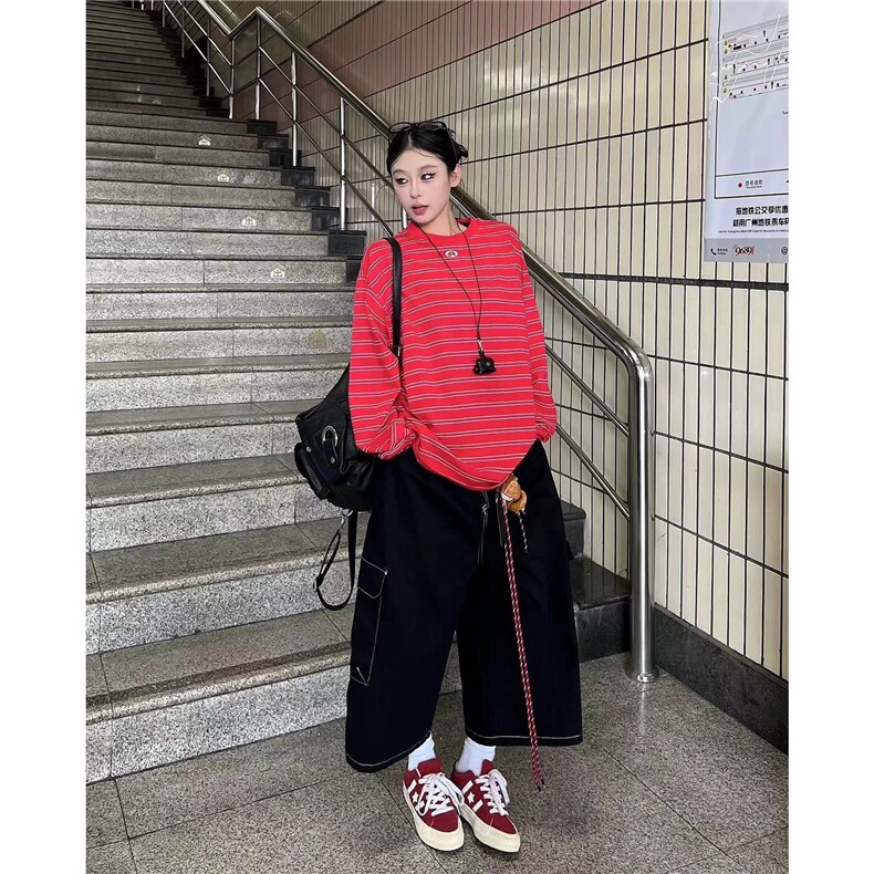 春季新款条纹长袖T恤学院风情侣上衣D328-CX6609-P38,男装T恤,电商D328