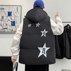 港风棉衣马甲潮流宽松连帽加厚保暖潮流御寒棉服男MF02P68控98，男装棉衣，电商A086