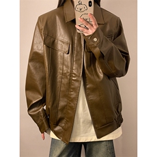 中性工装皮衣夹克男情侣女潮机车皮夹克外套男JK77869P85控138，男装夹克，星座226-2