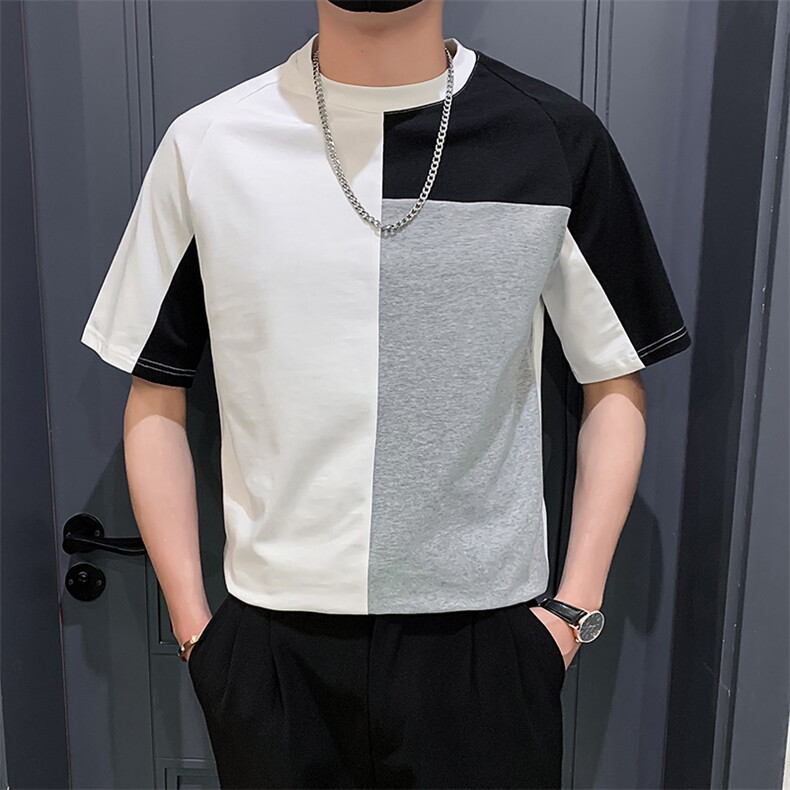 黑色2023精神小伙修身男士圆领潮款短袖T恤打底衫潮T099-P48控68,男装T恤,电商A108