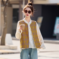 【春季女装新款】2026大量现货春季时尚新中式葫芦图案两面穿马甲，女装马甲，缘衣格