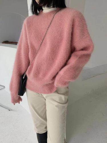 【现货】柔软舒适半高领宽松水貂毛毛衣，女装针织衫/毛衣，DVZ