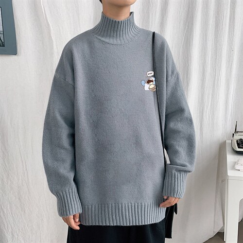 M18239-P45 加绒款-P65半高领毛衣男士大码针织衫男毛线衣男图片