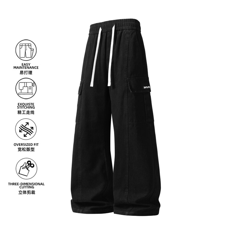 工装纯棉裤男春季宽松阔腿长裤男百搭cleanfit休闲裤Z9996-P55，男装棉裤，星座610（原A335）
