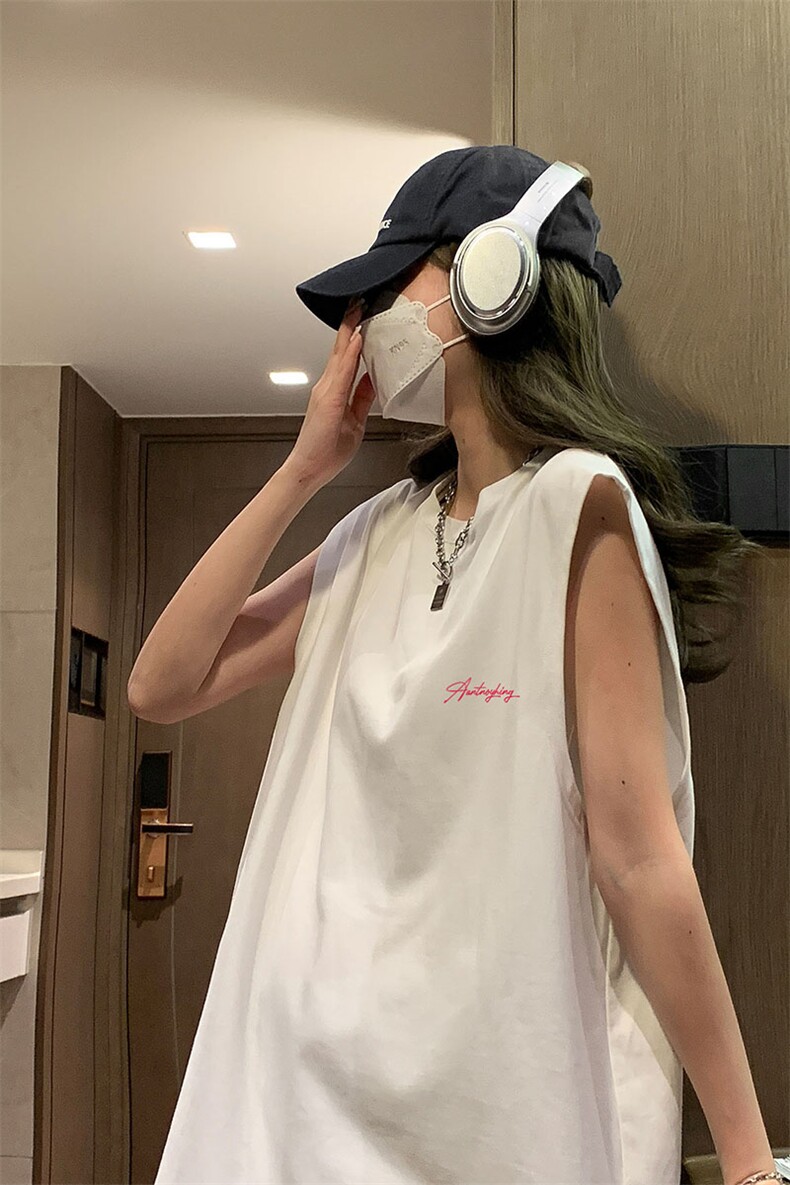 美式高街vibe潮流文字印花背心宽松运动情侣款无袖t恤HY584TP18,男装背心/马甲,电商A102B