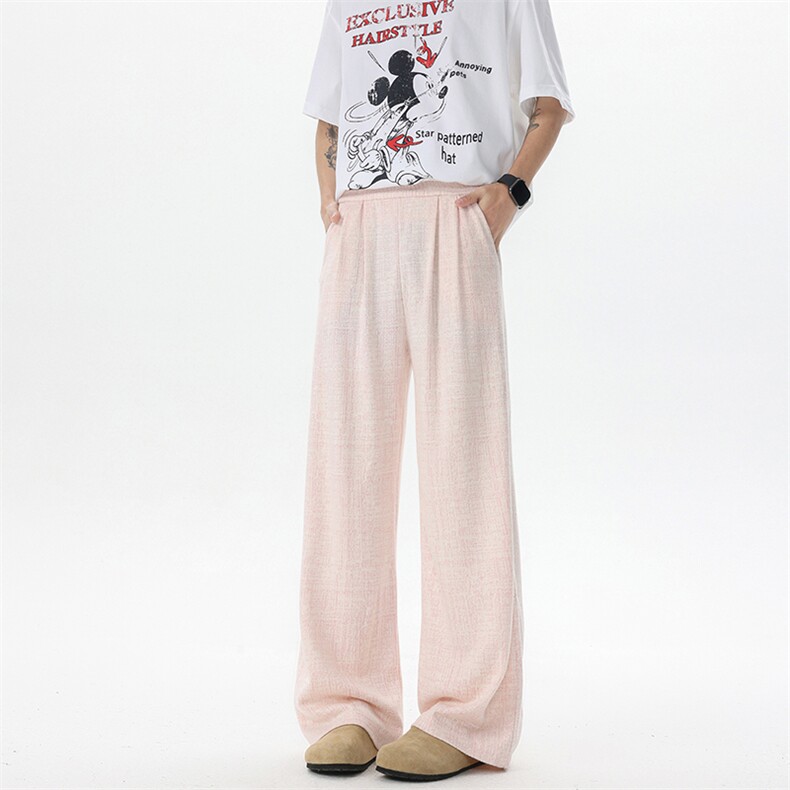 8XL-M 棉麻扎染糯米裤垂感直筒宽松慵懒休闲阔腿裤K9130P68控98图片
