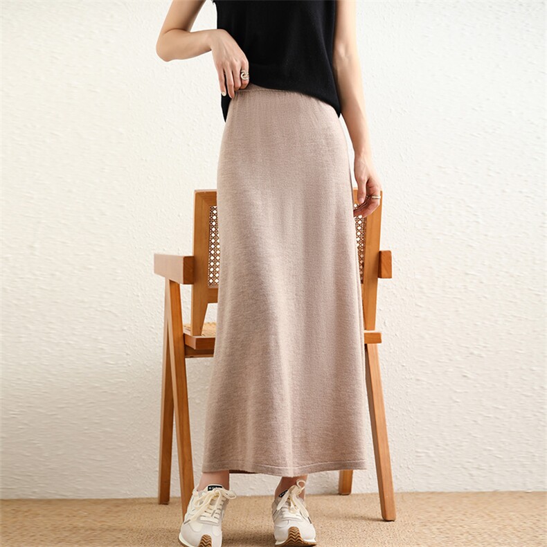 优雅女士羊毛半身裙羊毛柔软舒适时尚百搭，女装半身裙，高粱穗羊绒