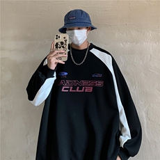 2024春装潮街头宽松撞色机车服元素情侣卫衣印花外套H802P58，男装卫衣，电商A341